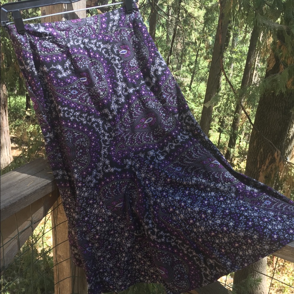 Charter Club A line cotton paisley purple print, free shipping,midi skirt HP24 - Picture 6 of 15